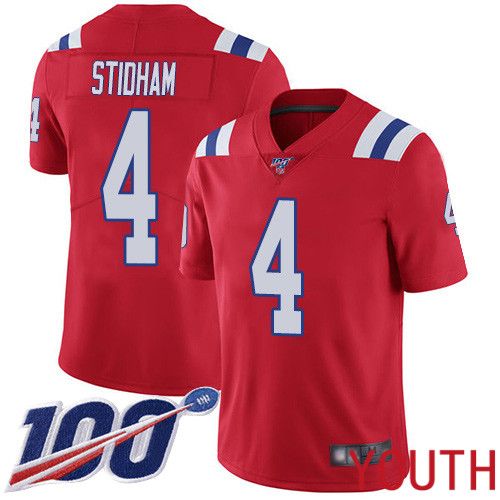 New England Patriots Limited Red Youth #4 Jarrett Stidham Alternate NFL Jersey 100th Season->women nfl jersey->Women Jersey